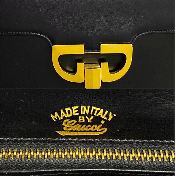 GUCCI Rare! Top Handle leather large Vintage Bag - Picture 6 of 12